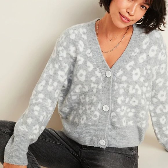 OLD NAVY LEOPARD CARDIGAN - Picture 2 of 2